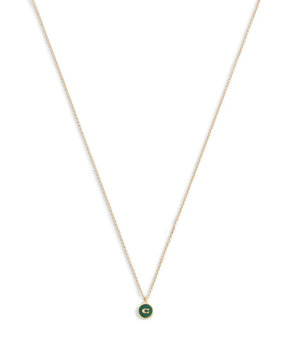 37530385GLD-Signature C Coin Pendant Boxed Necklace-Green