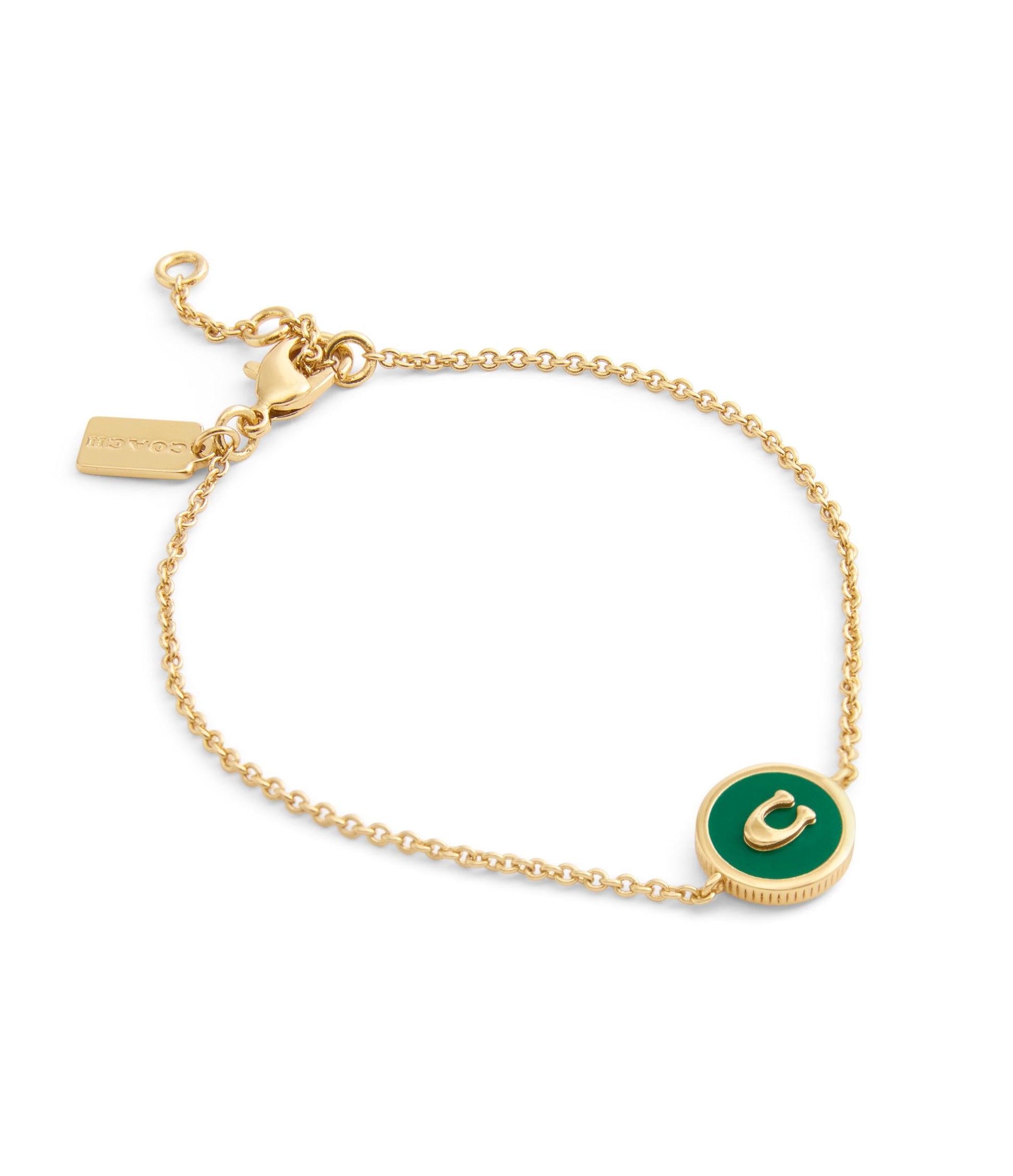 37530388GLD-Signature C Coin Charm Boxed Bracelet-Green