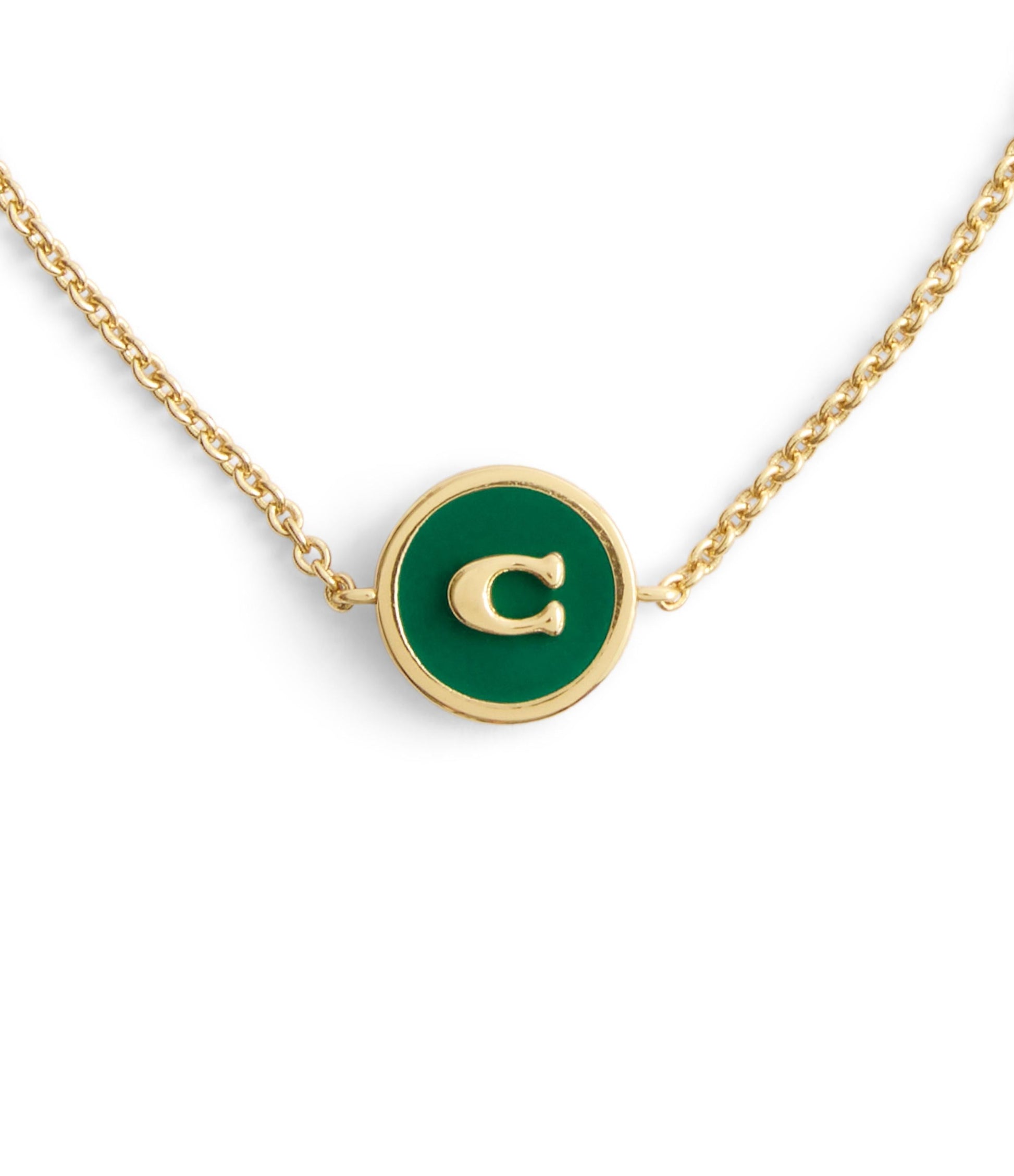 37530388GLD-Signature C Coin Charm Boxed Bracelet-Green