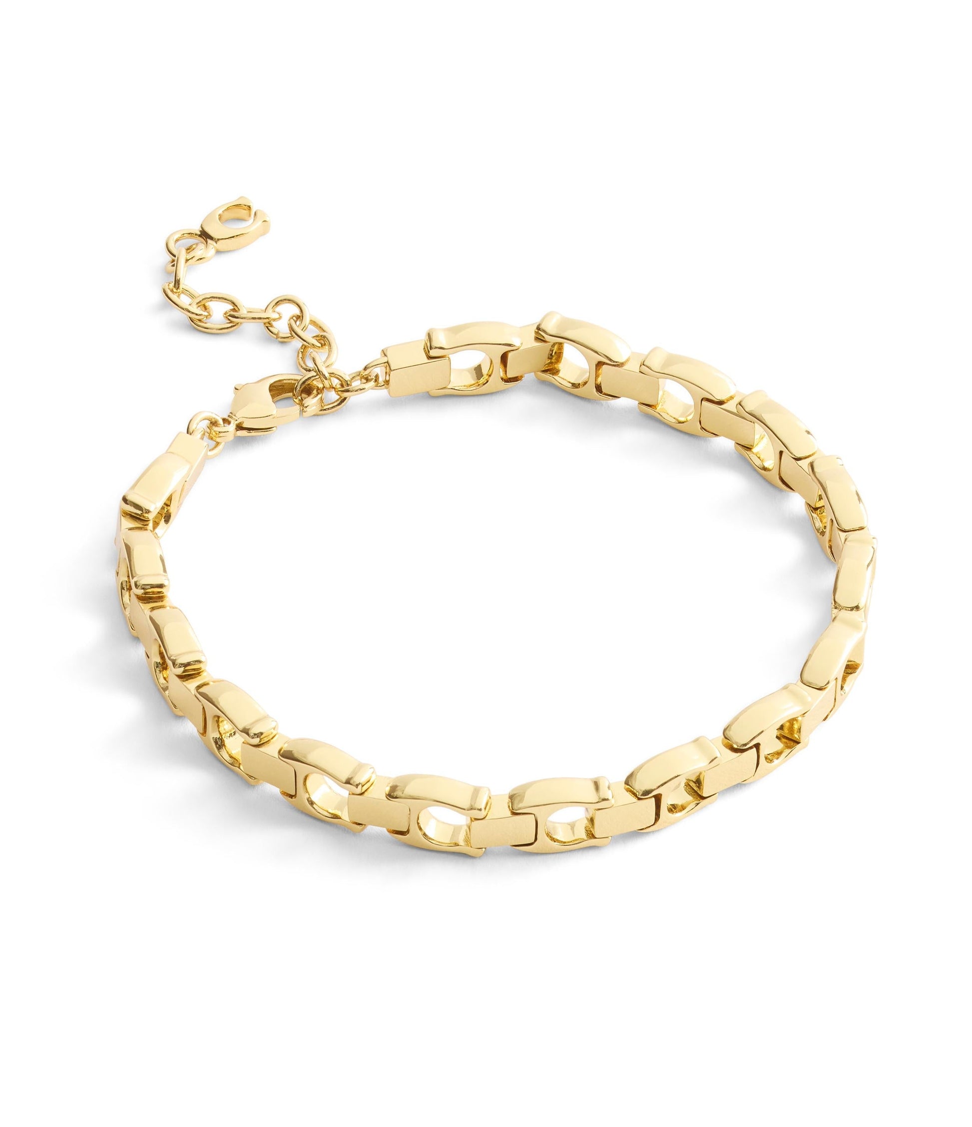 37541299GLD-Beveled Signature C Link Bracelet-Gold