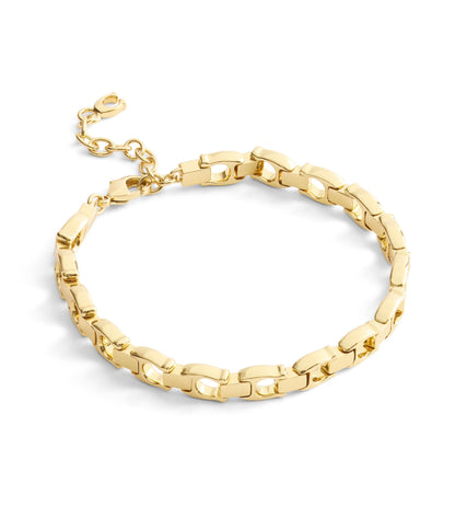 37541299GLD-Beveled Signature C Link Bracelet-Gold