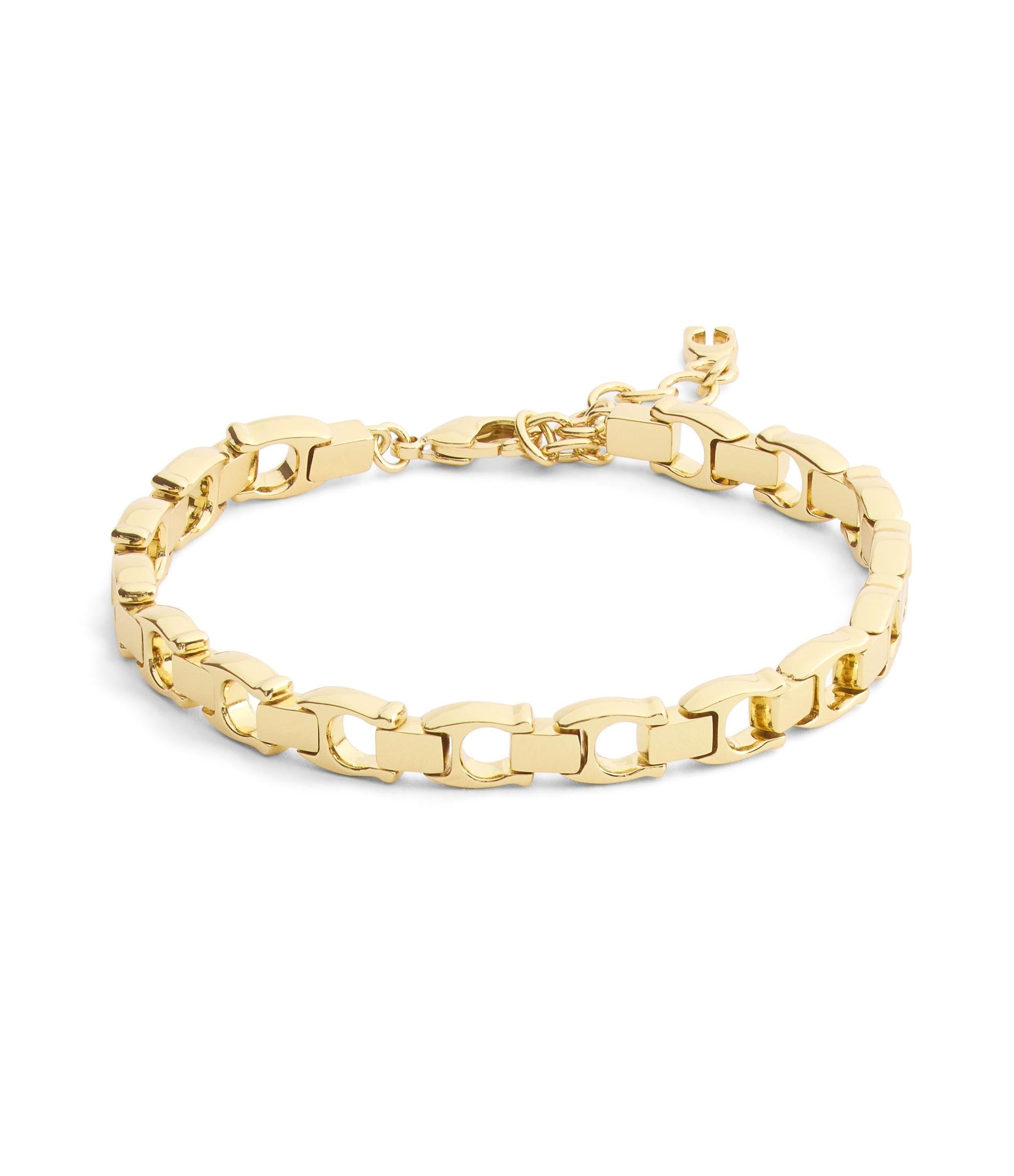 37541299GLD-Beveled Signature C Link Bracelet-Gold