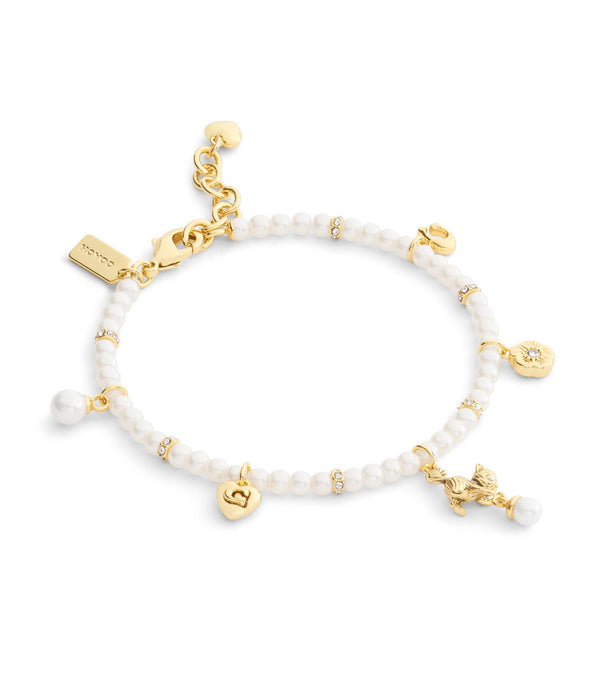Signature Cat Charm Pearl Strand Bracelet
