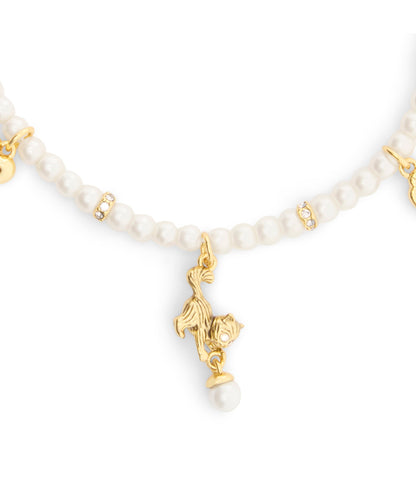 37541310GLD-Signature Cat Charm Pearl Strand Bracelet-Pearl