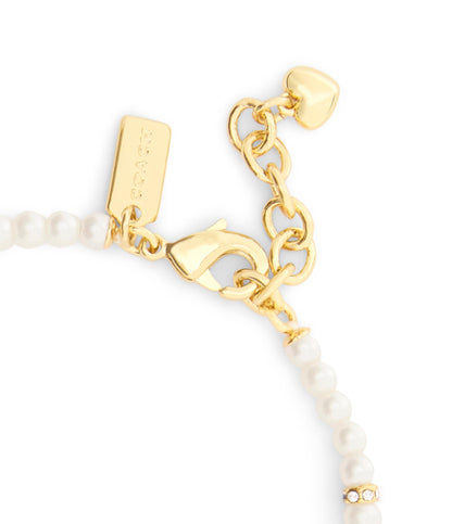 37541310GLD-Signature Cat Charm Pearl Strand Bracelet-Pearl
