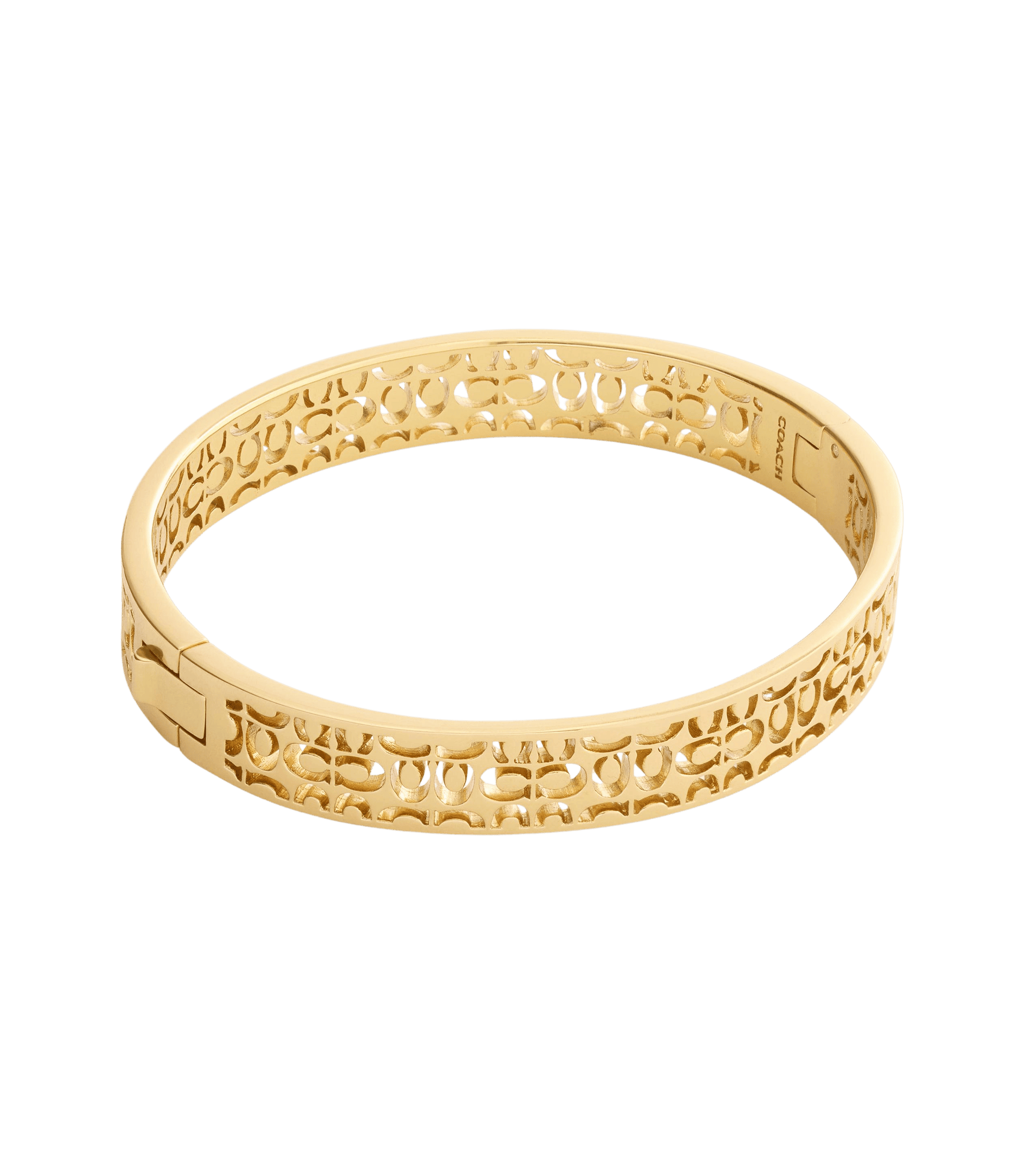 37541313GLD-Signature Quilted Cut Out Bangle Bracelet-Gold