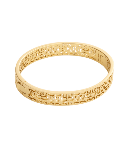 37541313GLD-Signature Quilted Cut Out Bangle Bracelet-Gold