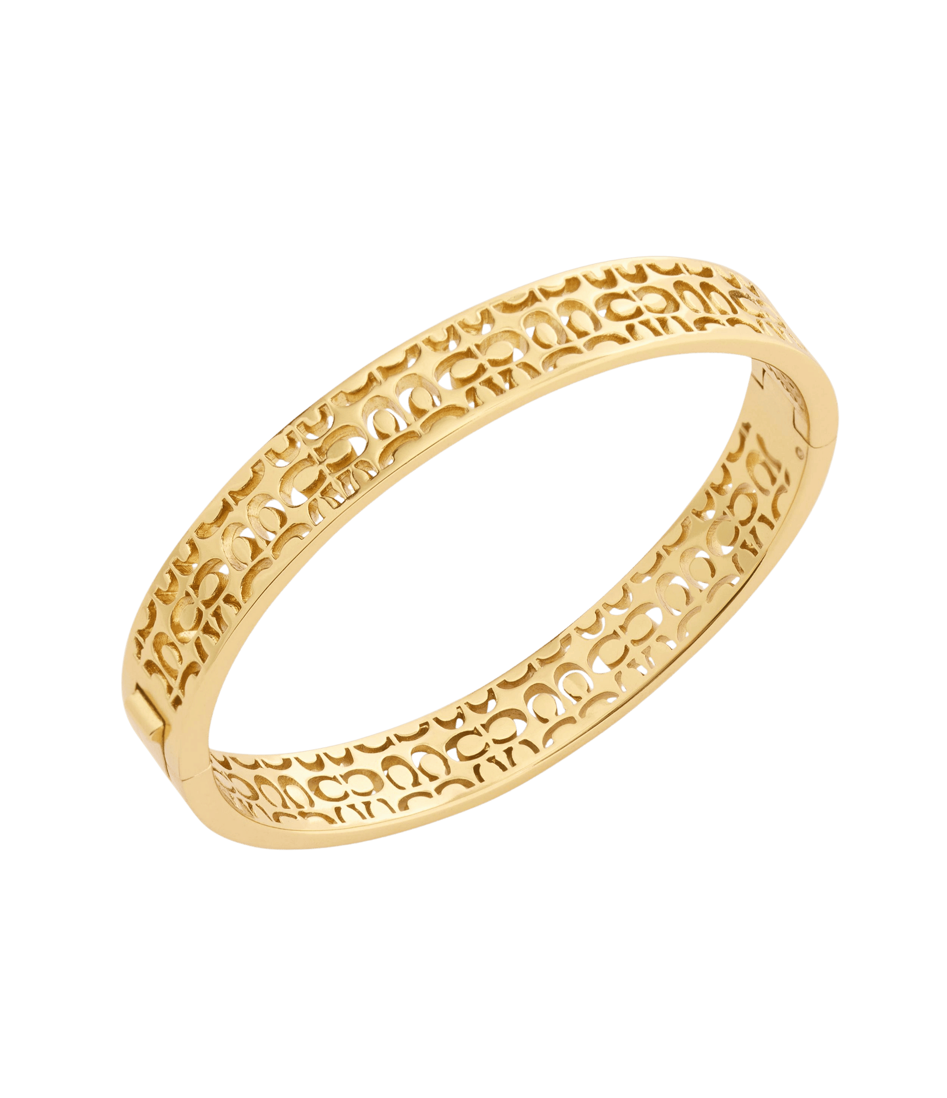 37541313GLD-Signature Quilted Cut Out Bangle Bracelet-Gold