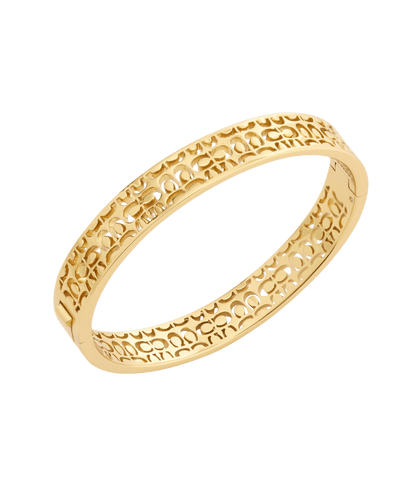 37541313GLD-Signature Quilted Cut Out Bangle Bracelet-Gold