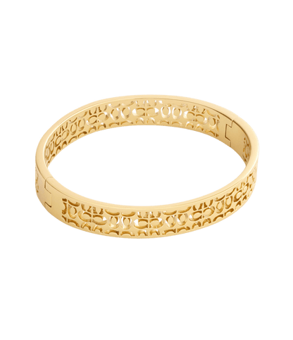 37541313GLD-Signature Quilted Cut Out Bangle Bracelet-Gold