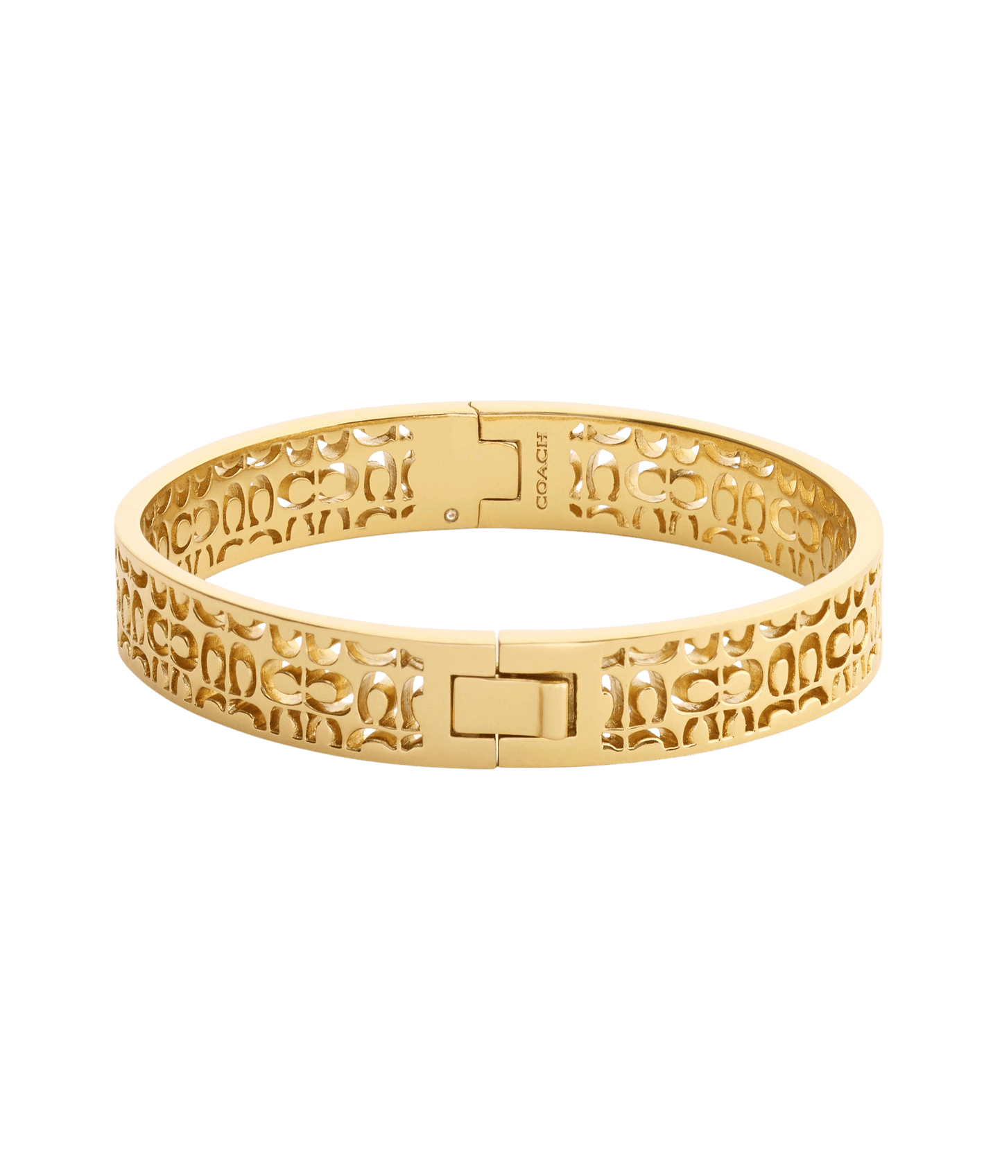 37541313GLD-Signature Quilted Cut Out Bangle Bracelet-Gold