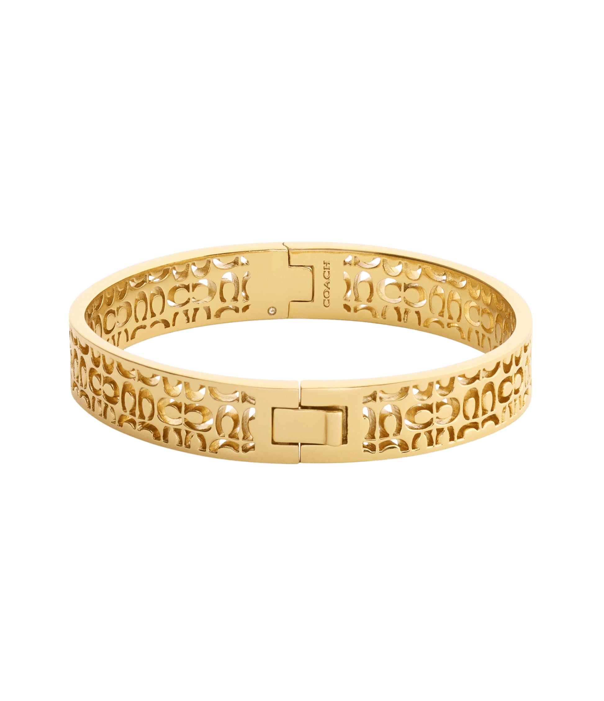 37541313GLD-Signature Quilted Cut Out Bangle Bracelet-Gold
