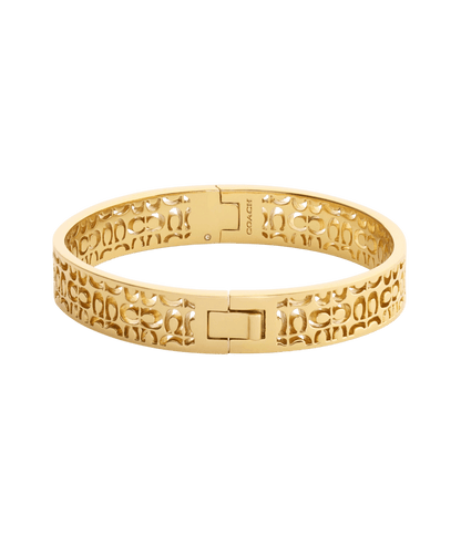37541313GLD-Signature Quilted Cut Out Bangle Bracelet-Gold