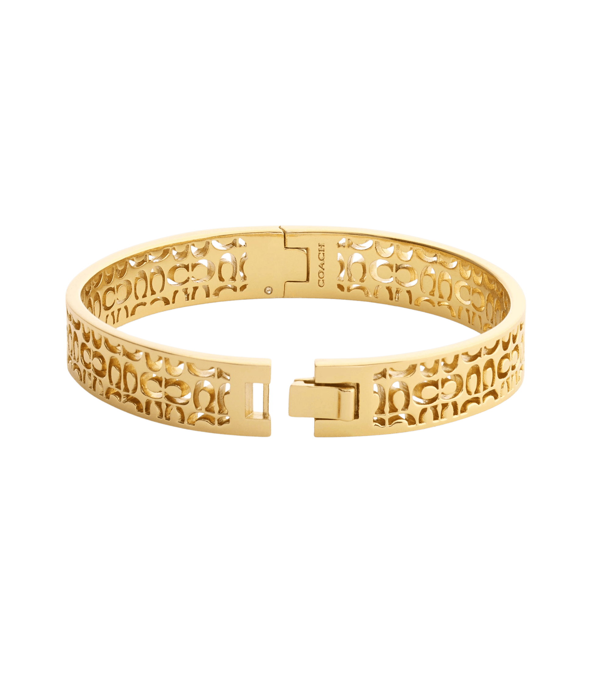 37541313GLD-Signature Quilted Cut Out Bangle Bracelet-Gold