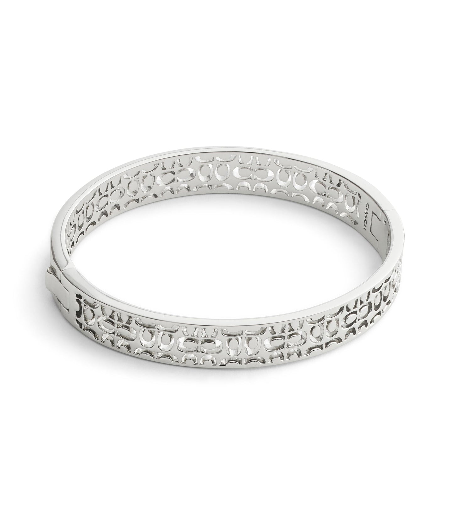 37541313RHO-Signature Quilted Cut Out Bangle Bracelet-Rhodium