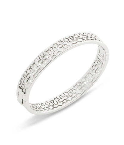 37541313RHO-Signature Quilted Cut Out Bangle Bracelet-Rhodium