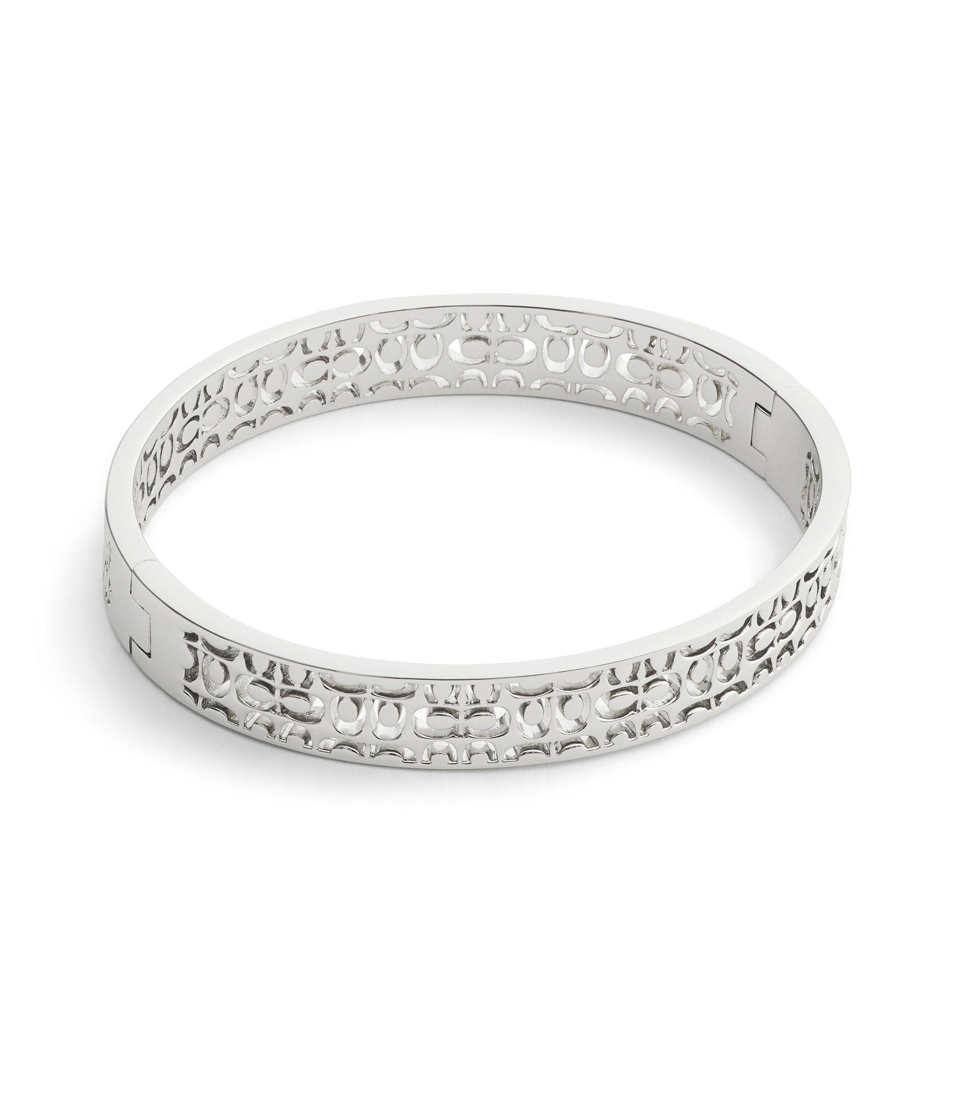 37541313RHO-Signature Quilted Cut Out Bangle Bracelet-Rhodium
