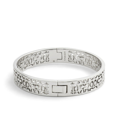 37541313RHO-Signature Quilted Cut Out Bangle Bracelet-Rhodium