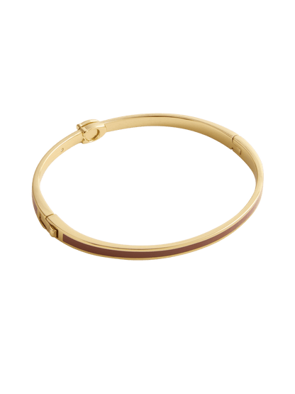 37541322GLD-Signature C Enamel Bangle Bracelet-Brown/Gold