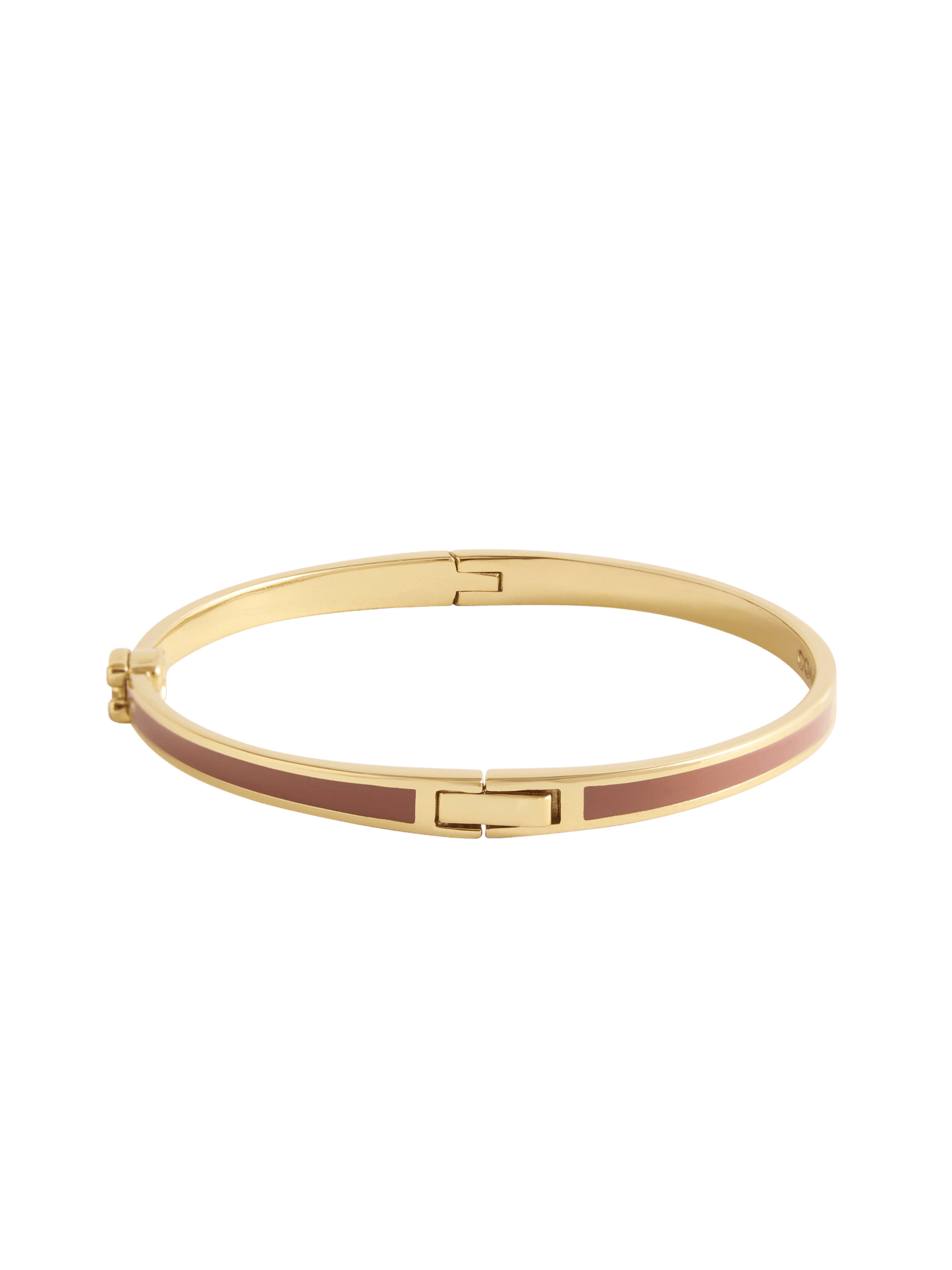 37541322GLD-Signature C Enamel Bangle Bracelet-Brown/Gold