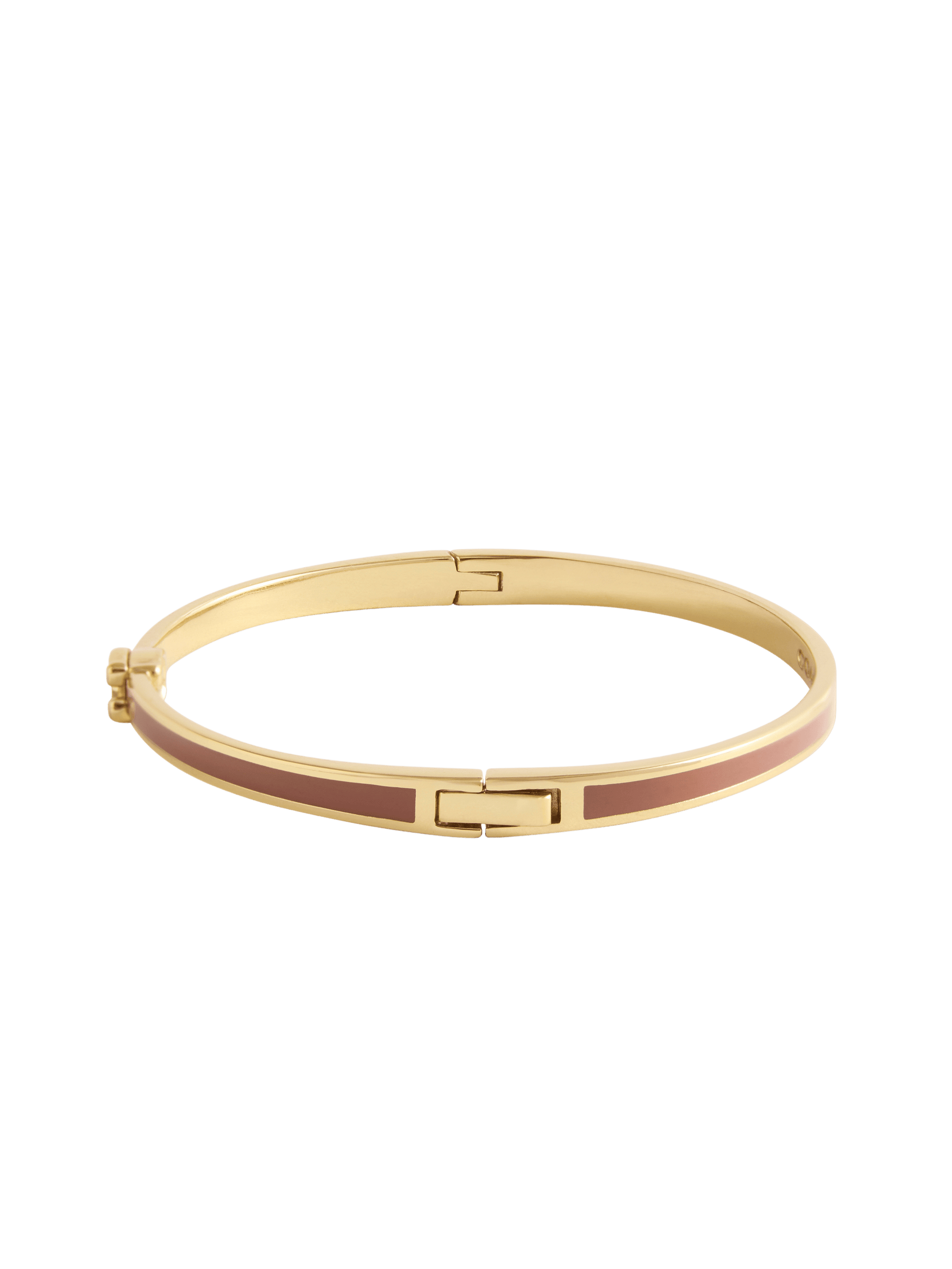 37541322GLD-Signature C Enamel Bangle Bracelet-Brown/Gold