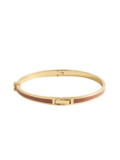 37541322GLD-Signature C Enamel Bangle Bracelet-Brown/Gold