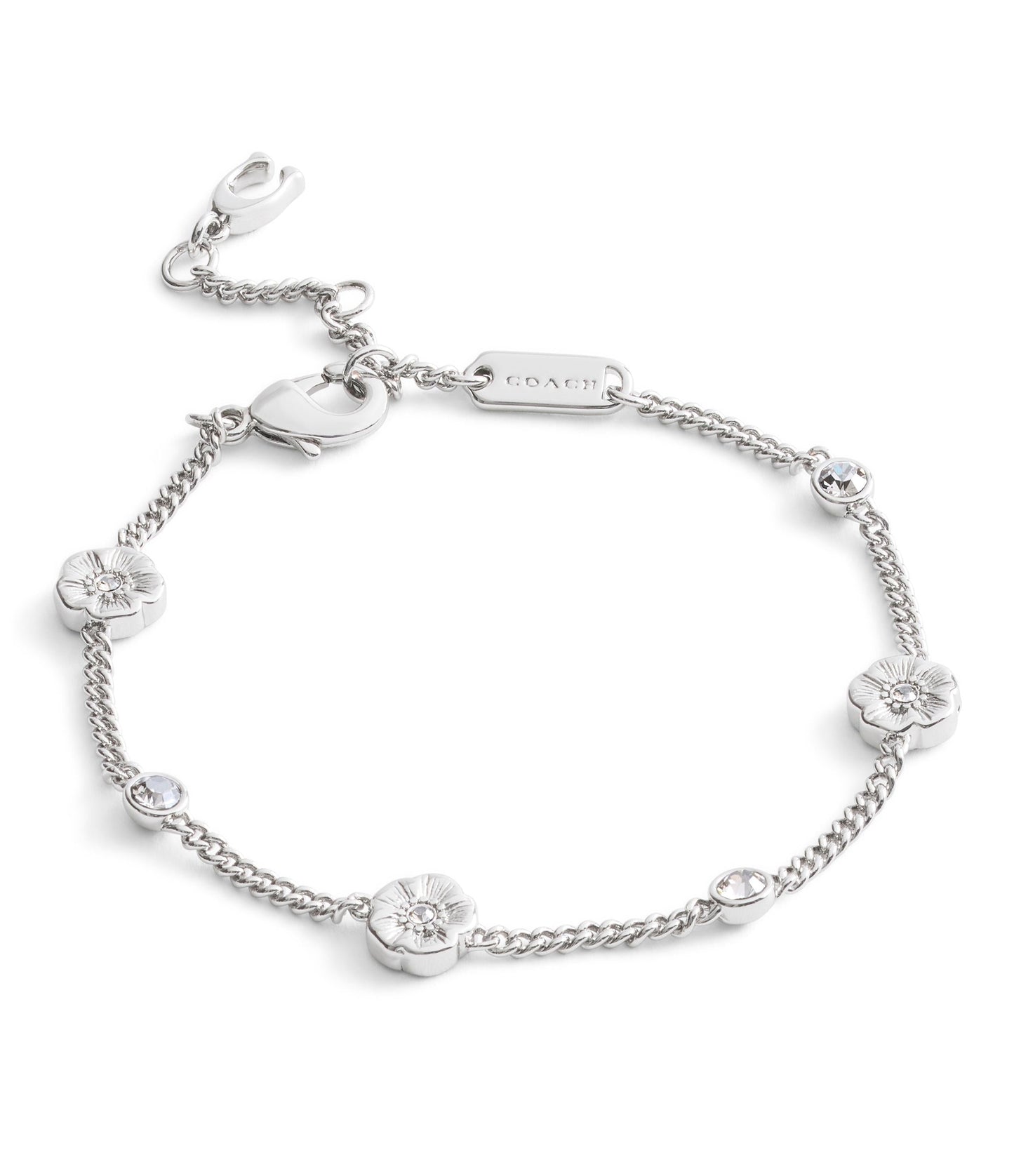 37541328RHO-Signature Tea Rose Strand Bracelet-Rhodium