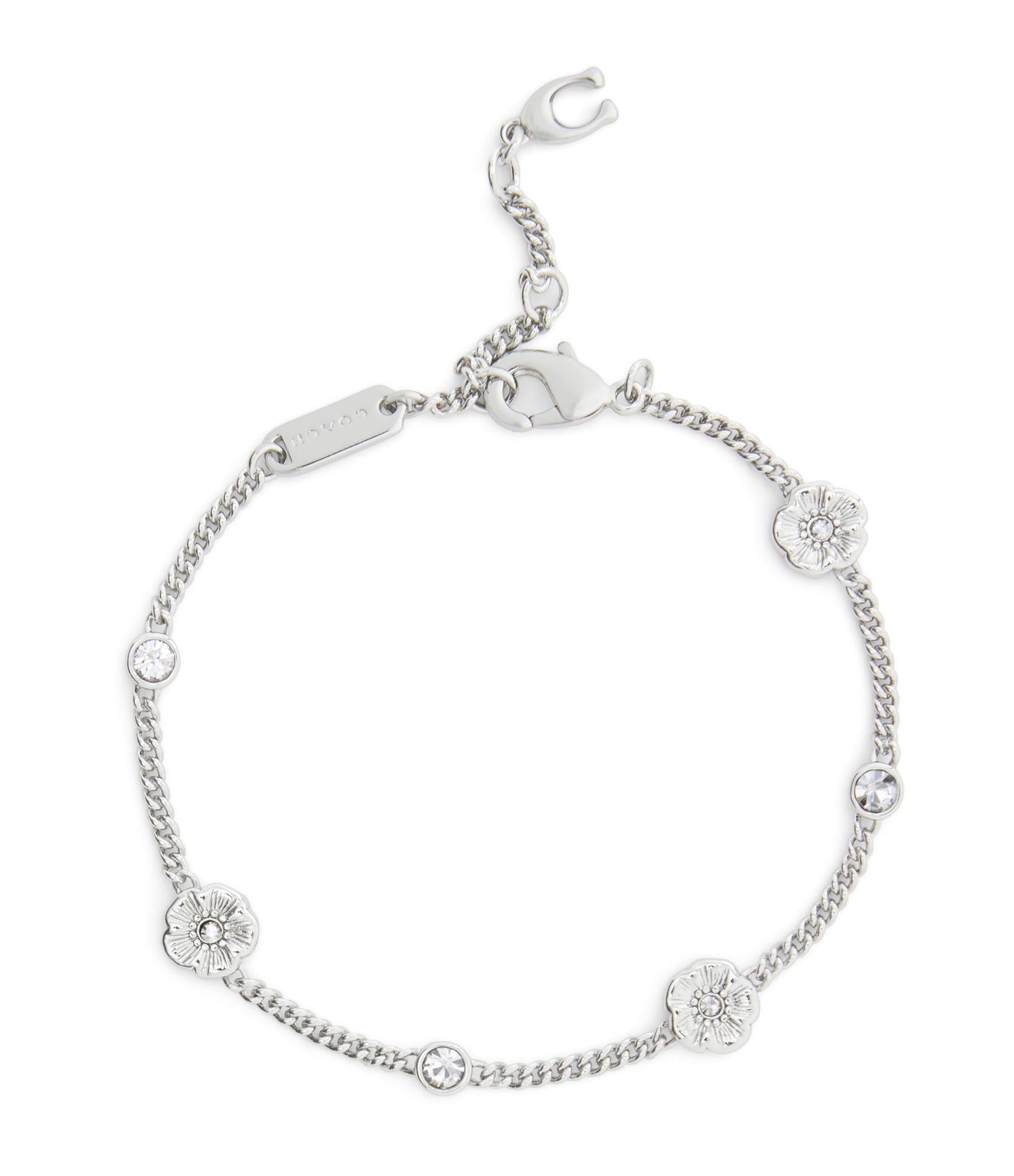 37541328RHO-Signature Tea Rose Strand Bracelet-Rhodium