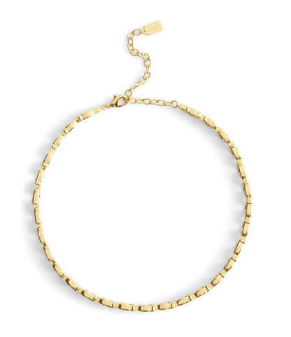 37541337GLD-Beveled Signature C Link Choker Necklace-Gold