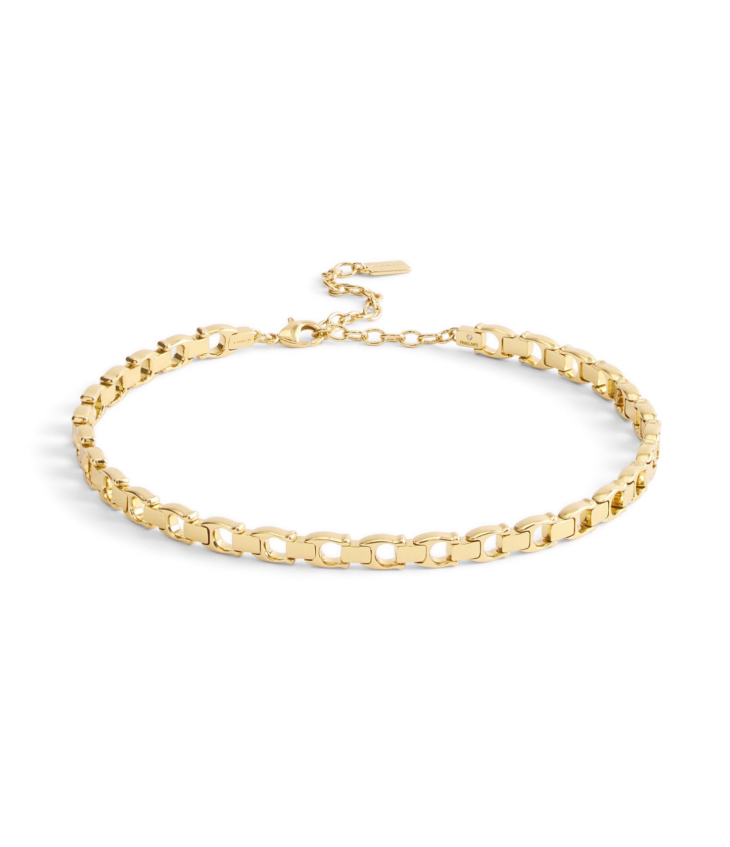 37541337GLD-Beveled Signature C Link Choker Necklace-Gold