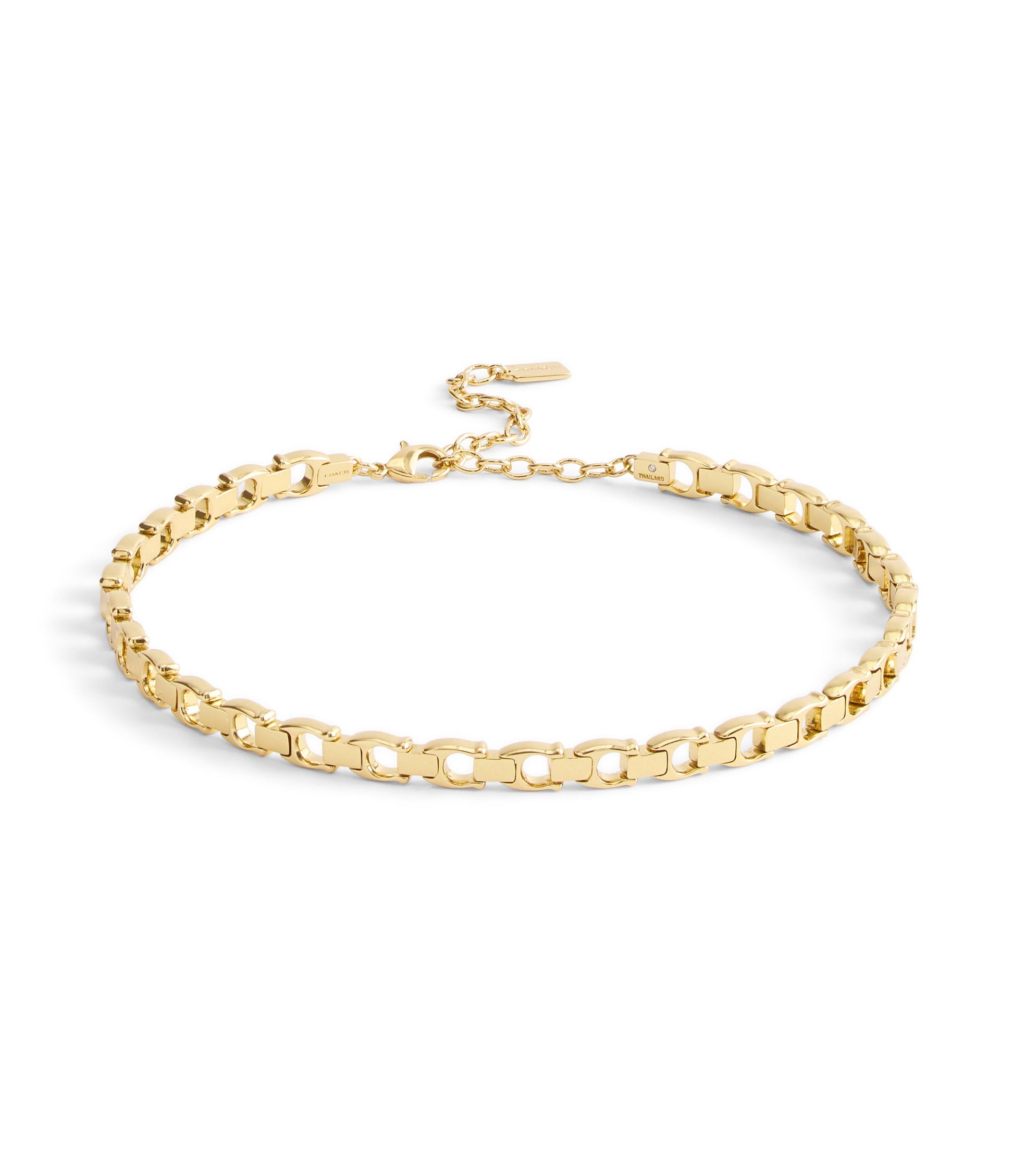 37541337GLD-Beveled Signature C Link Choker Necklace-Gold