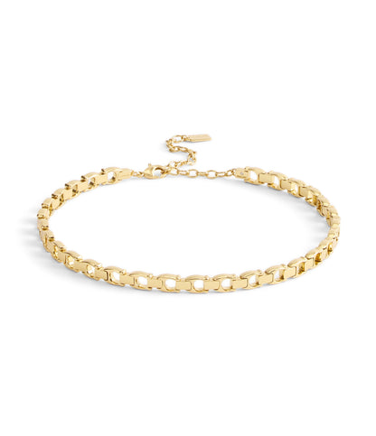 37541337GLD-Beveled Signature C Link Choker Necklace-Gold