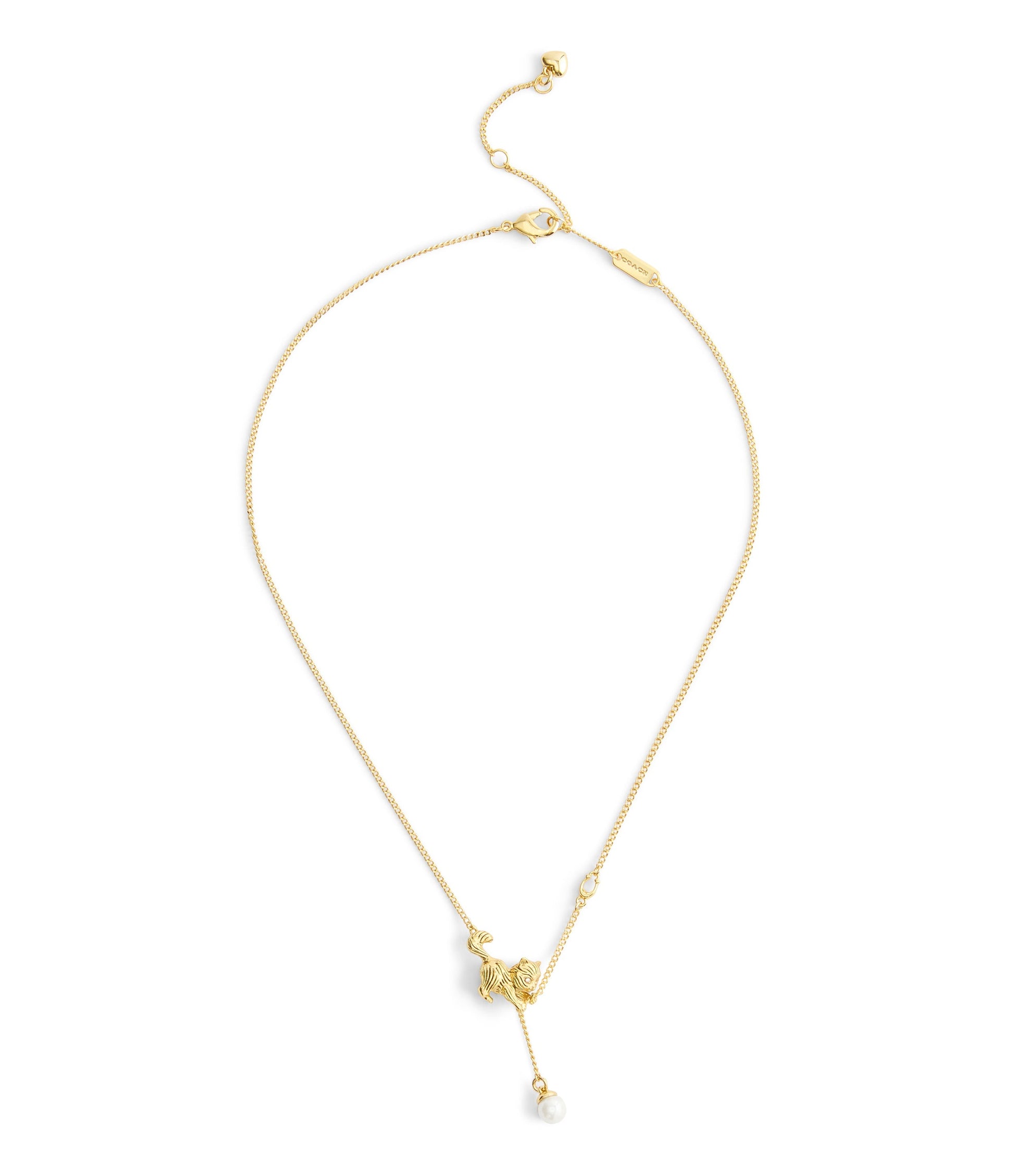 37541346GLD-Signature Cat Pearl Pendant Necklace-Peal