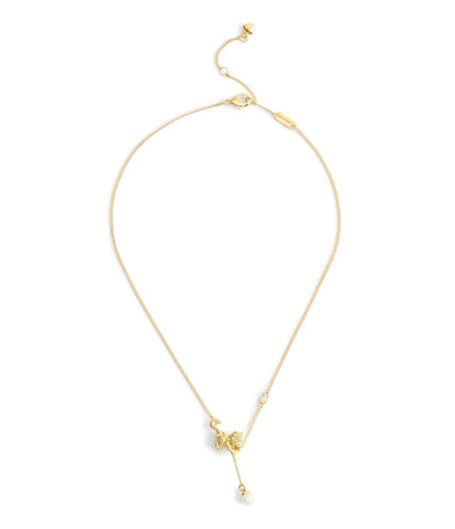 37541346GLD-Signature Cat Pearl Pendant Necklace-Peal