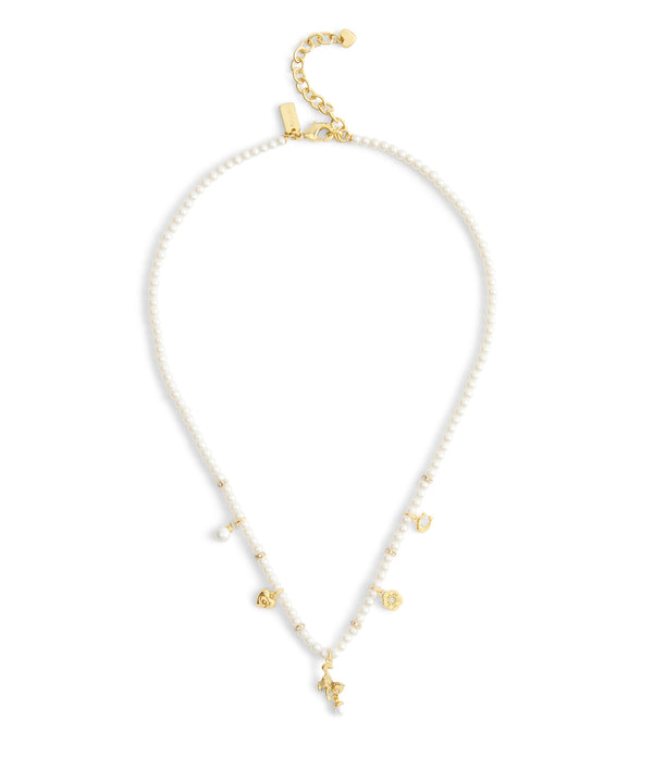 Signature Cat Charm Pearl Strand Necklace