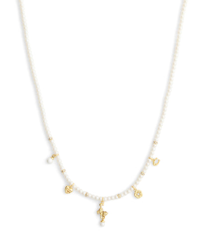 37541347GLD-Signature Cat Charm Pearl Strand Necklace-Pearl