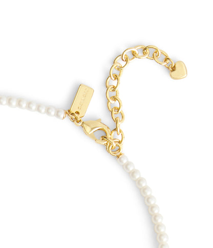 37541347GLD-Signature Cat Charm Pearl Strand Necklace-Pearl