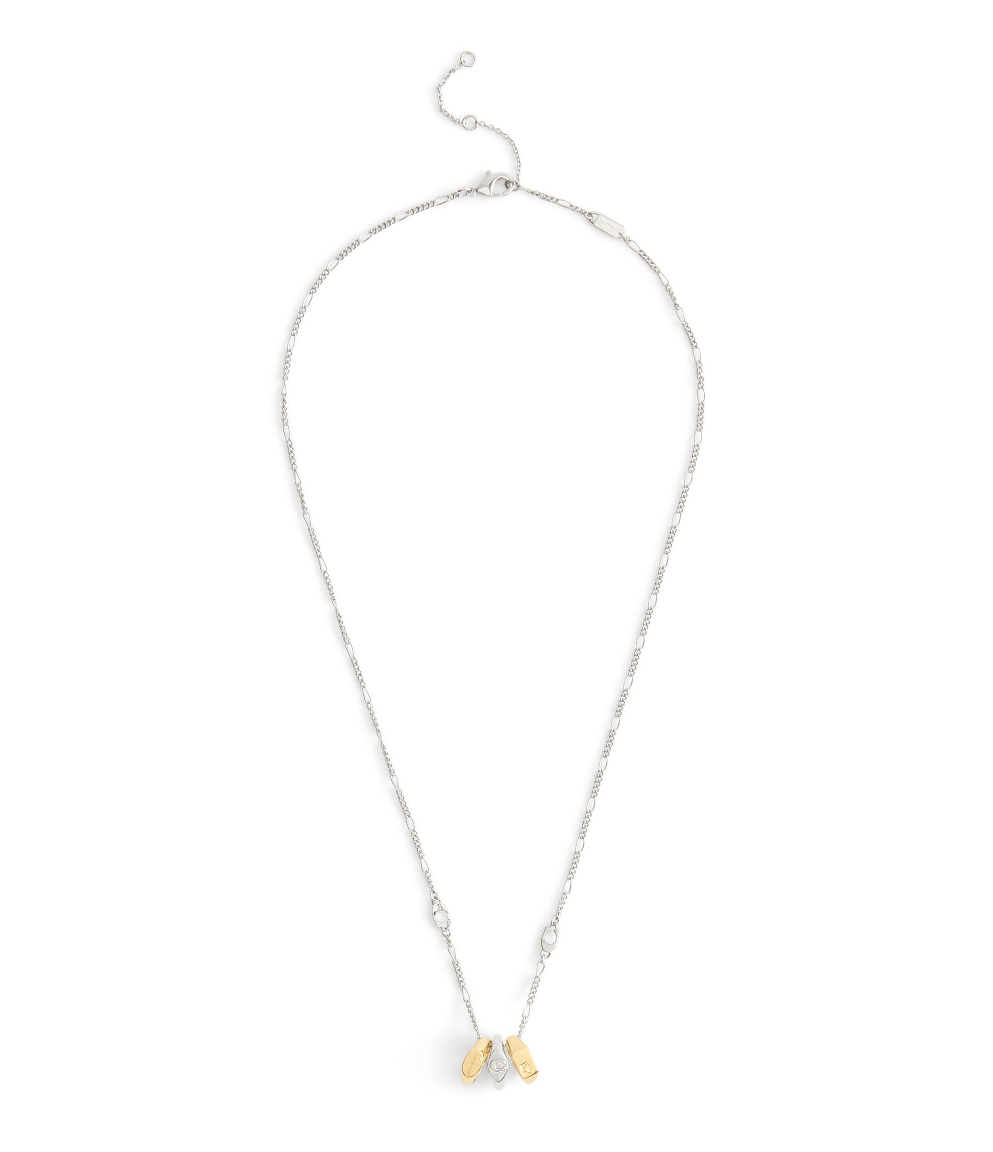 37541356TWO-Signature Signet Rondelle Pendant Necklace-Twotone