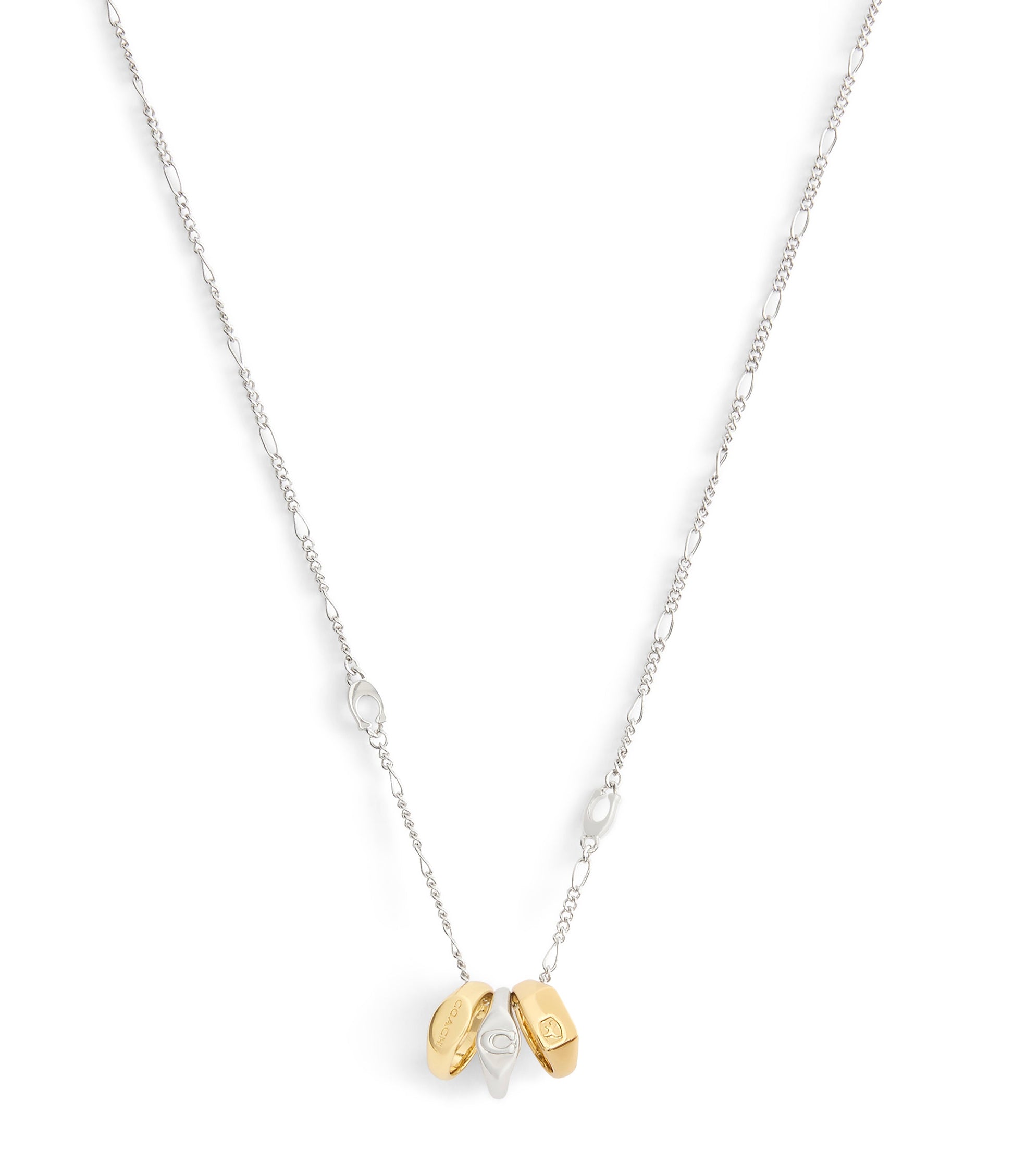 37541356TWO-Signature Signet Rondelle Pendant Necklace-Twotone