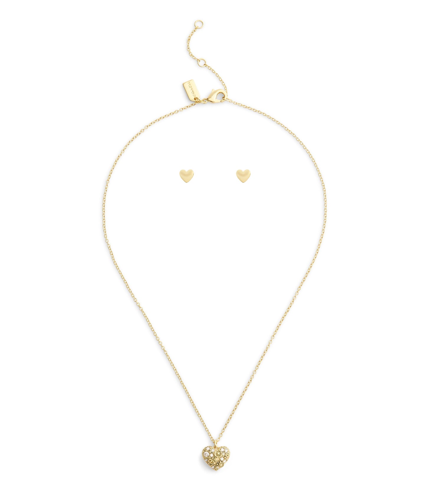 37541359GLD-Signature C Pavé Heart Boxed Jewelry Set-Crystal