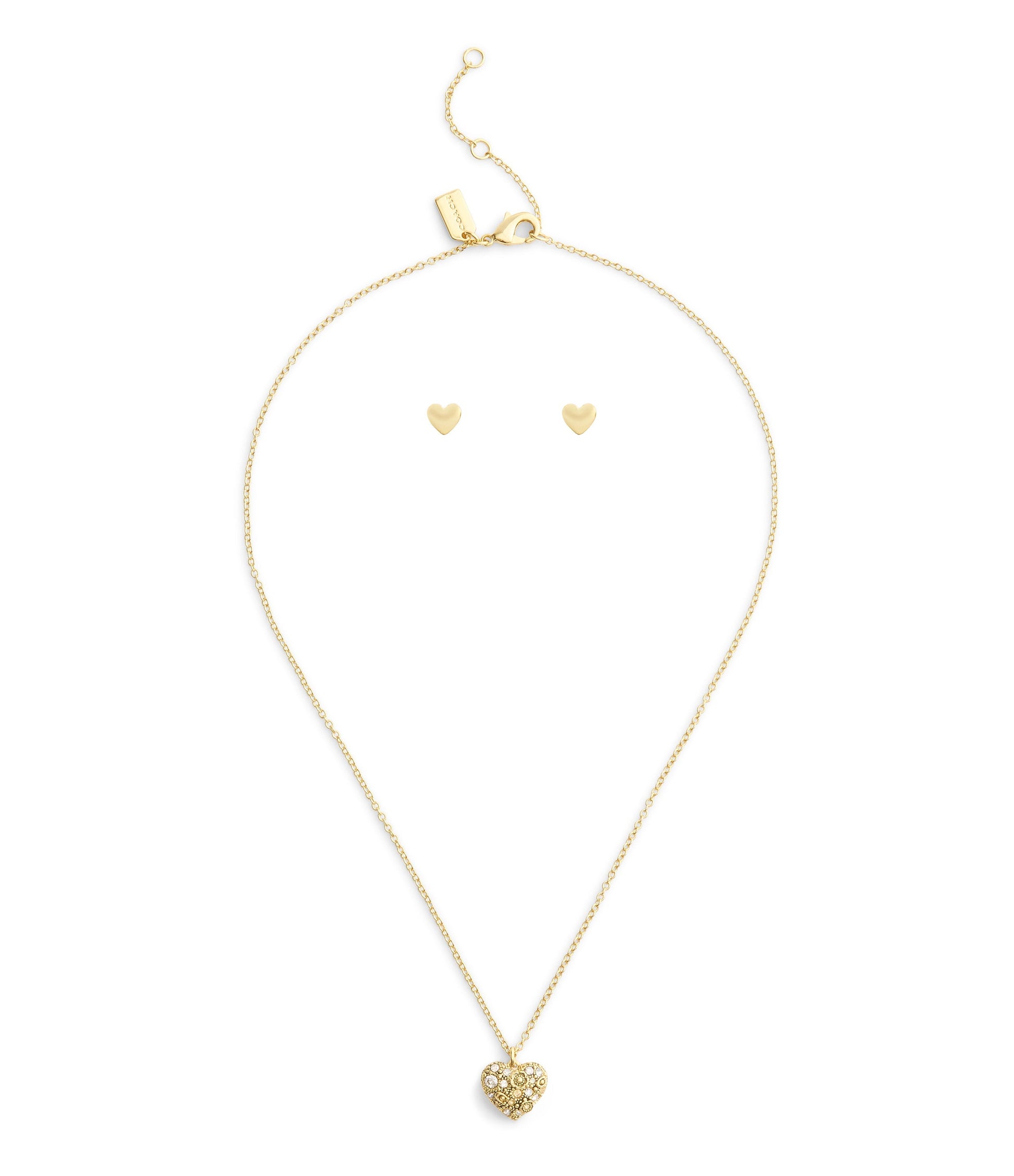 37541359GLD-Signature C Pavé Heart Boxed Jewelry Set-Crystal