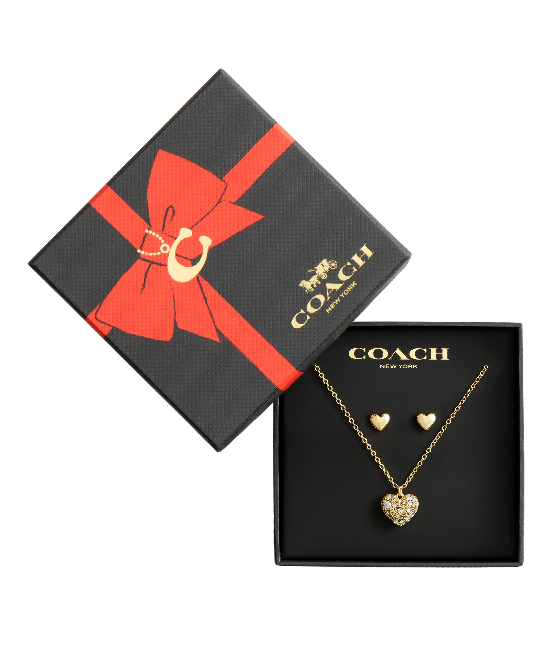 37541359GLD-Signature C Pavé Heart Boxed Jewelry Set-Crystal