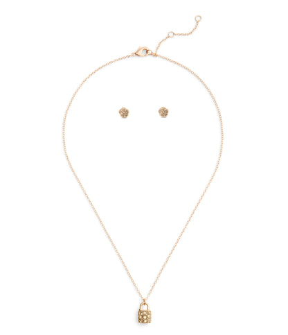 37541360RGD-Signature C Pavé Padlock Boxed Jewelry Set-Crystal