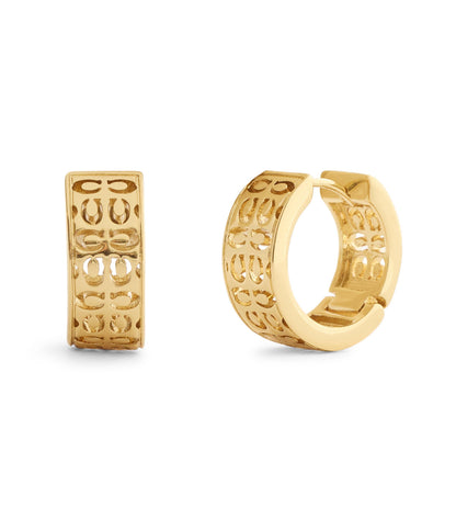 37541366GLD-Signature Quilted Cut Out Huggie Earrings-Shiny Gold