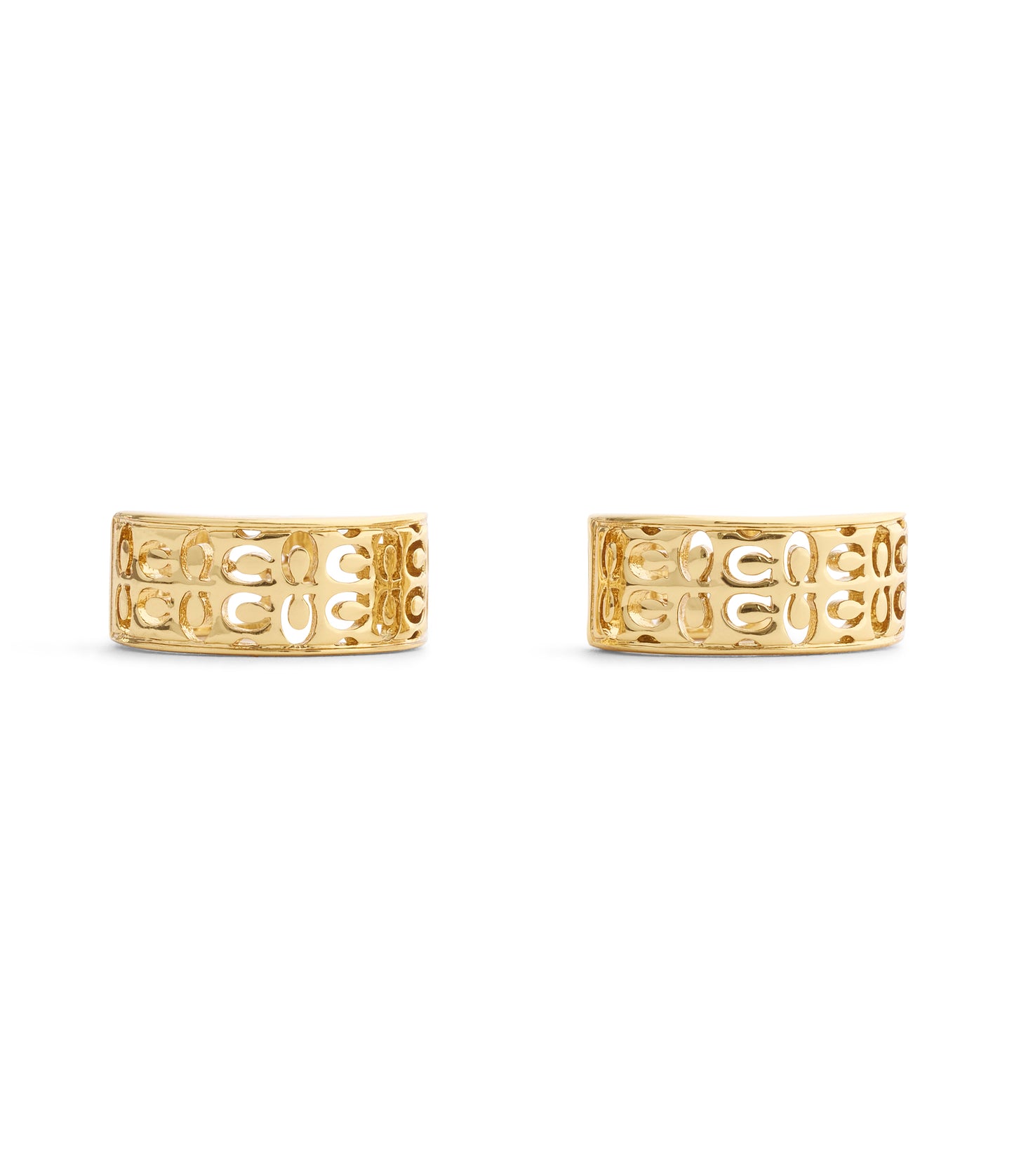 37541366GLD-Signature Quilted Cut Out Huggie Earrings-Shiny Gold
