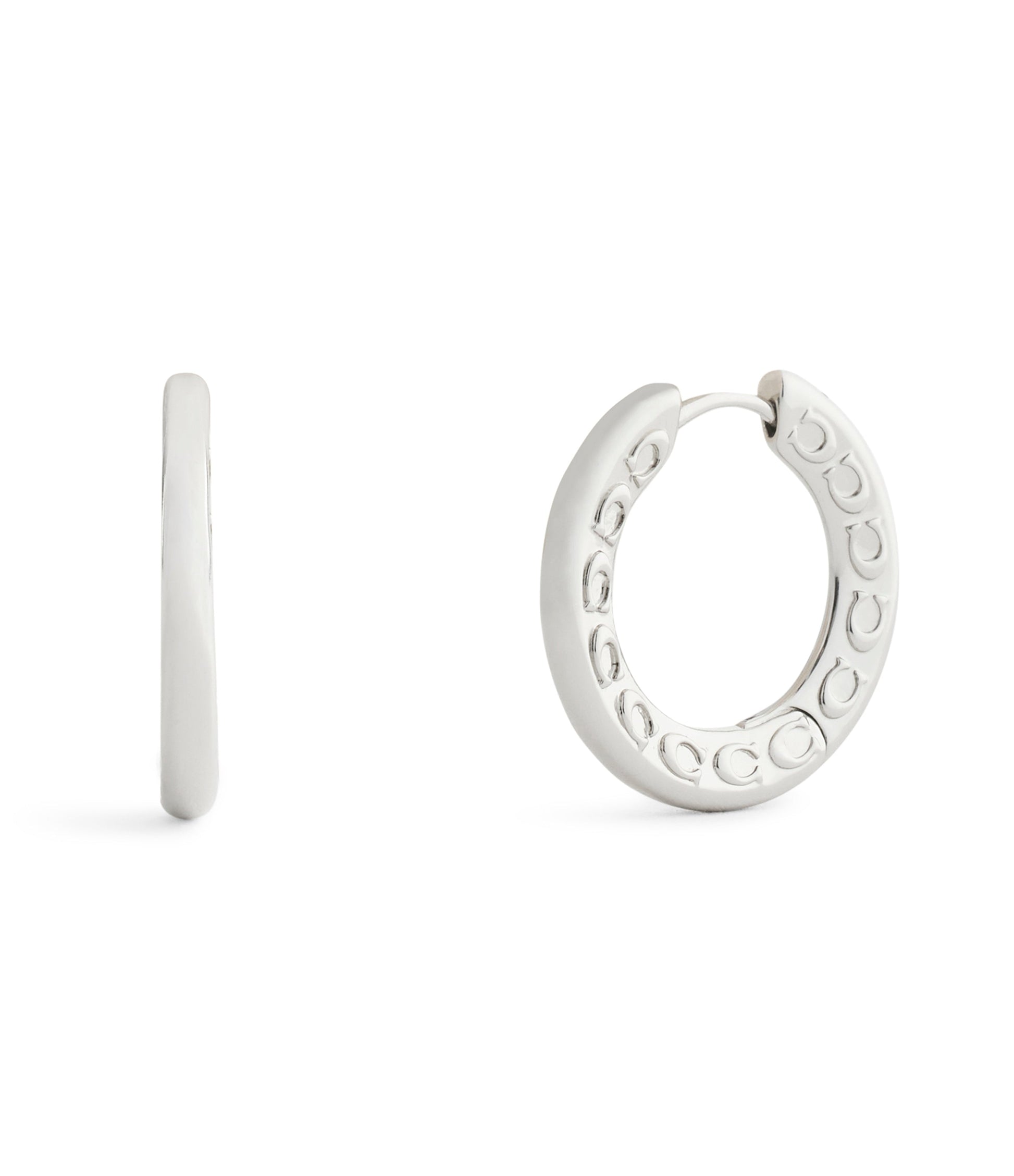 37541370RHO-Signature C Small Hoop Earrings-Rhodium