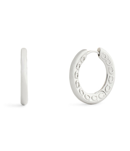 37541370RHO-Signature C Small Hoop Earrings-Rhodium