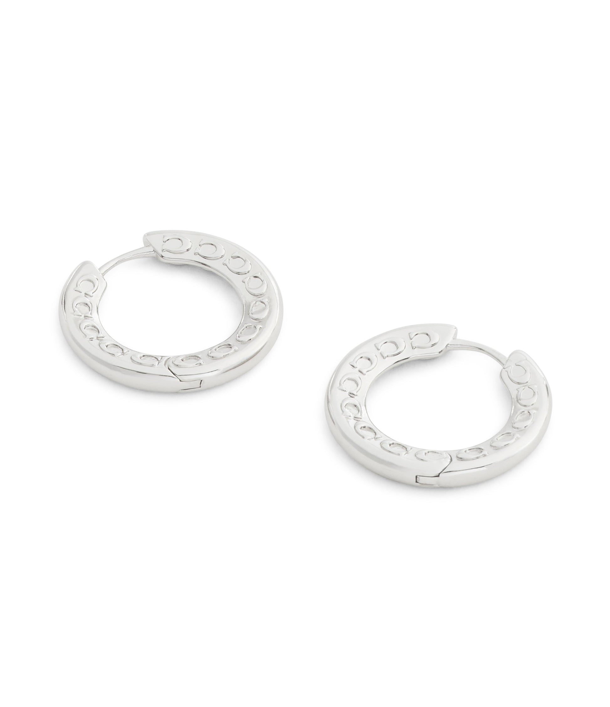 37541370RHO-Signature C Small Hoop Earrings-Rhodium