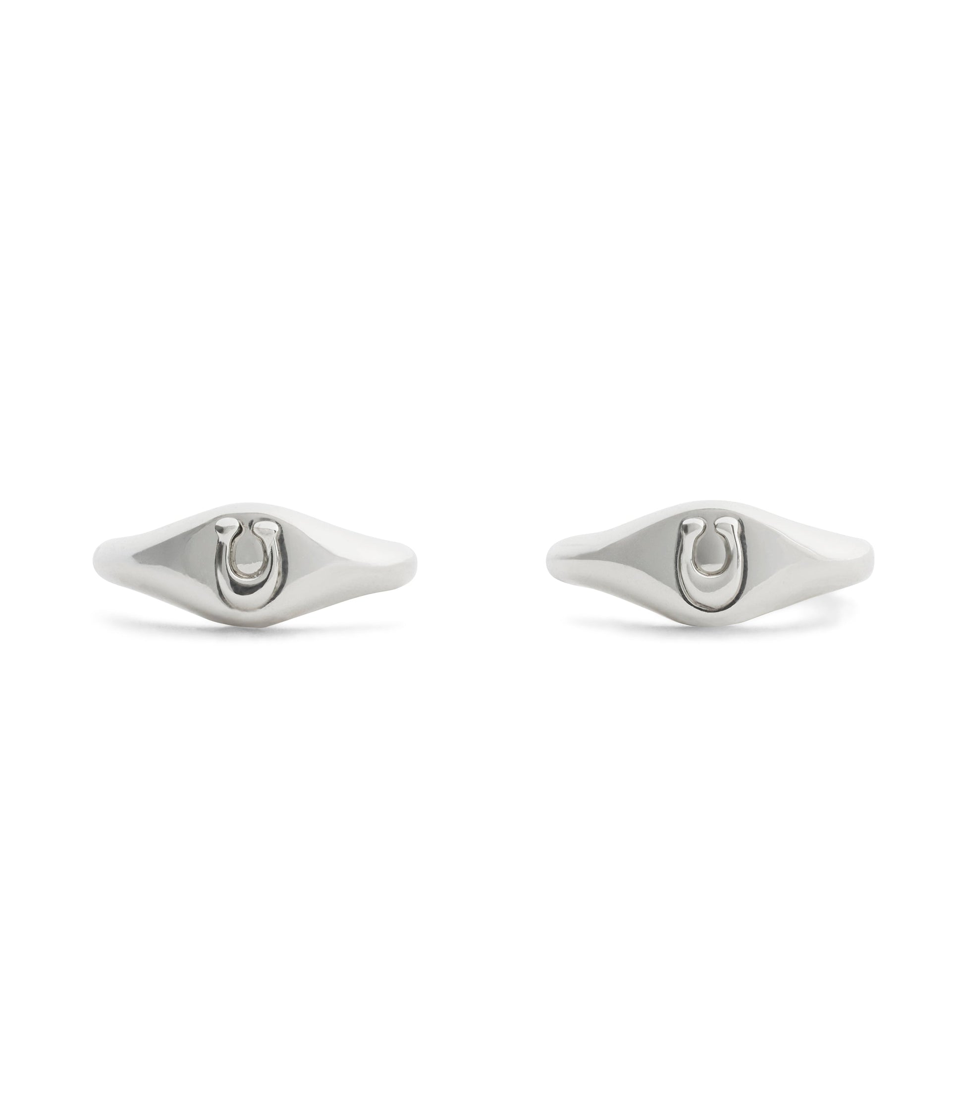 37541372RHO-Signature Signet Huggie Earrings-Rhodium