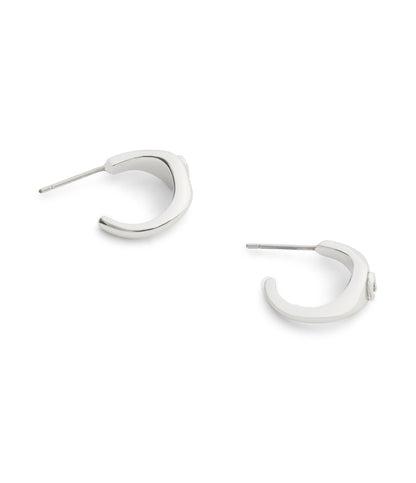 37541372RHO-Signature Signet Huggie Earrings-Rhodium